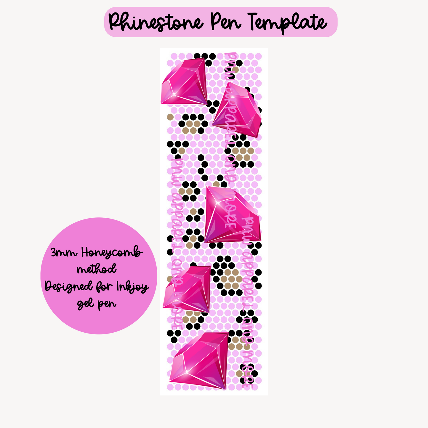 BubbleGum Cheetah Rhinestone Pen Template